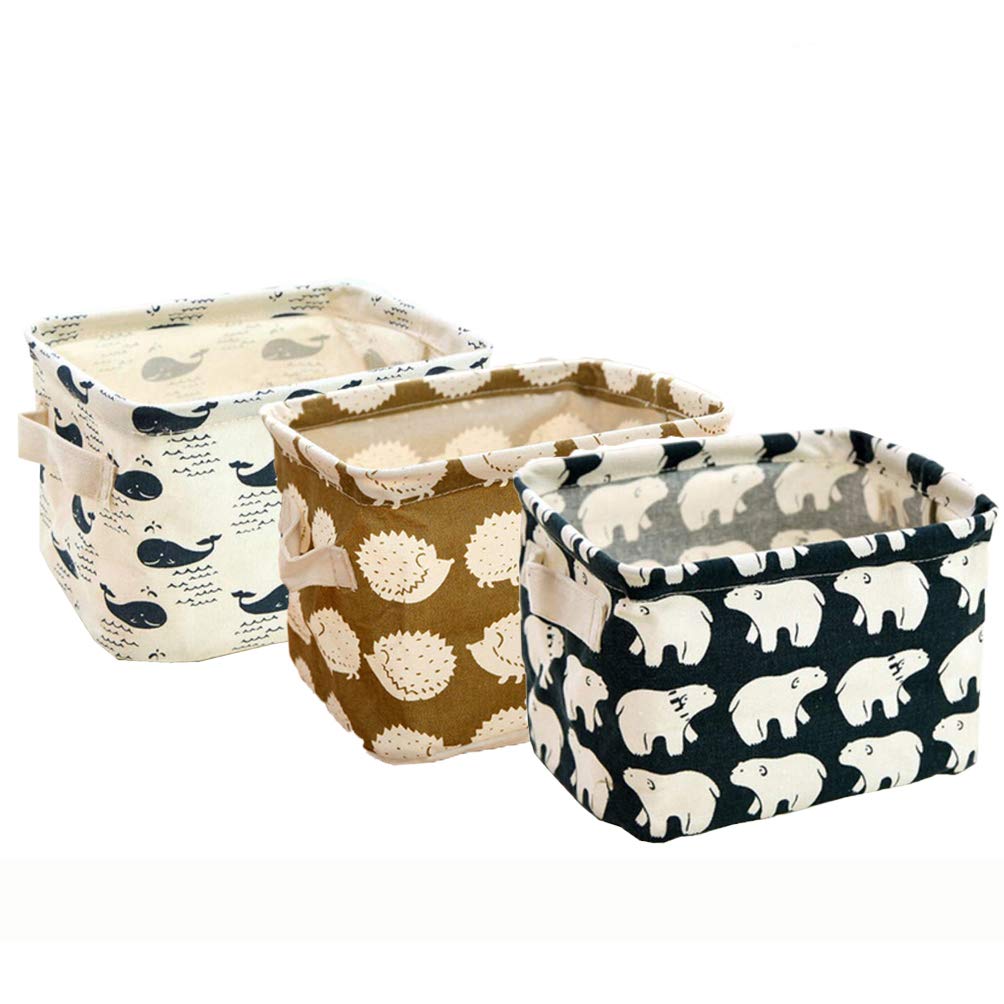 Orino Waterproof Animal Style Storage Baskets Small Collapsible Portable Storage Bins Organizers Home Decor For Bedrooms, Nurseries, Study Room, Rest Room, Kitchen, Office, Set Of 3